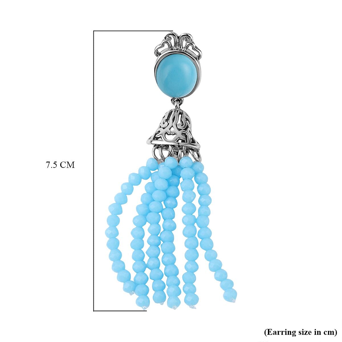 Blue Howlite and Simulated Larimar Beads Earrings in Stainless Steel 26.00 Ct.