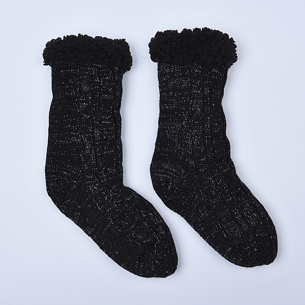 100% Acrylic Double Layer Fur Chunky Socks -Charcoal - 3874369 - TJC