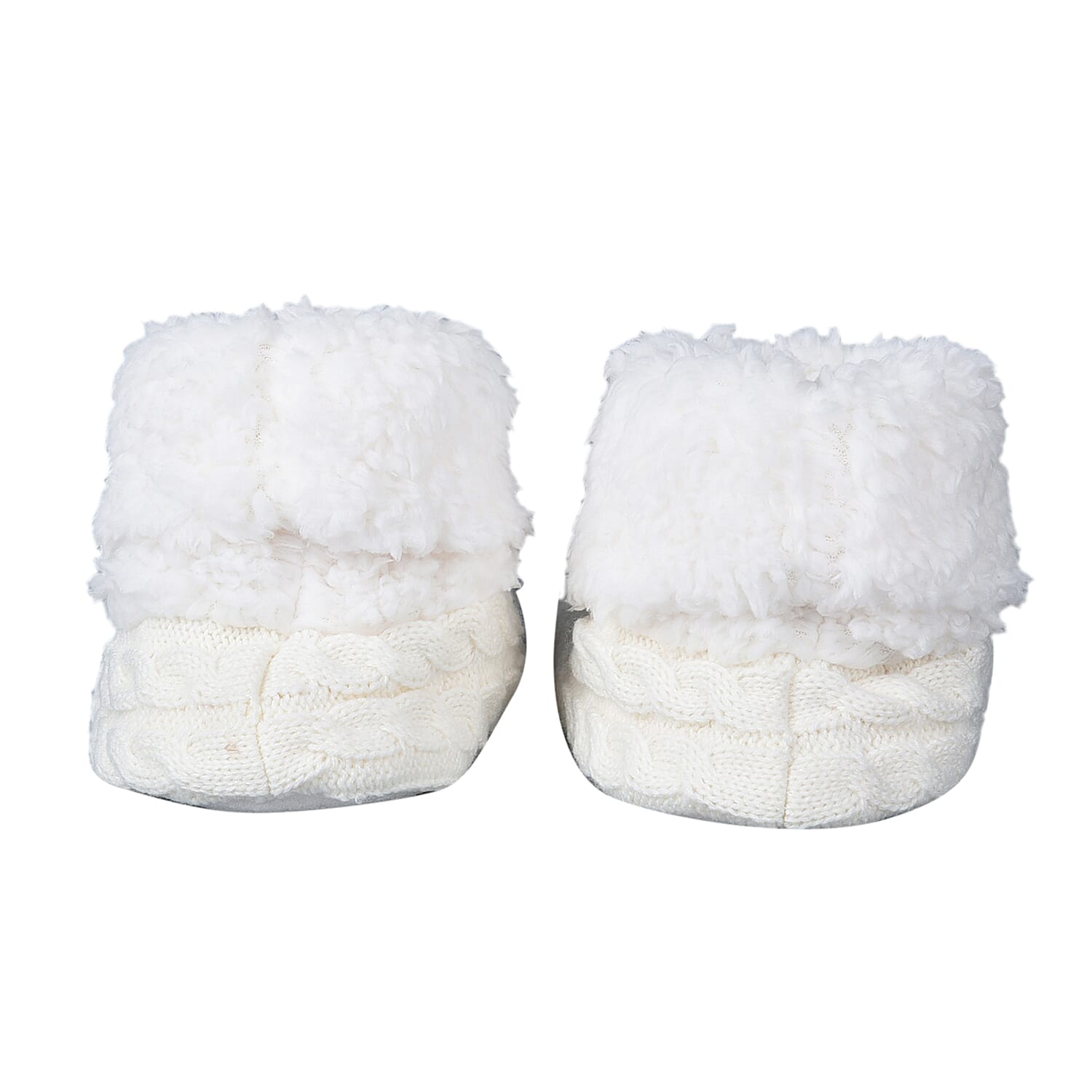 100% Acrylic Double Layer Chunky Sock Indoor Antislip Faux Fur Slipper - White
