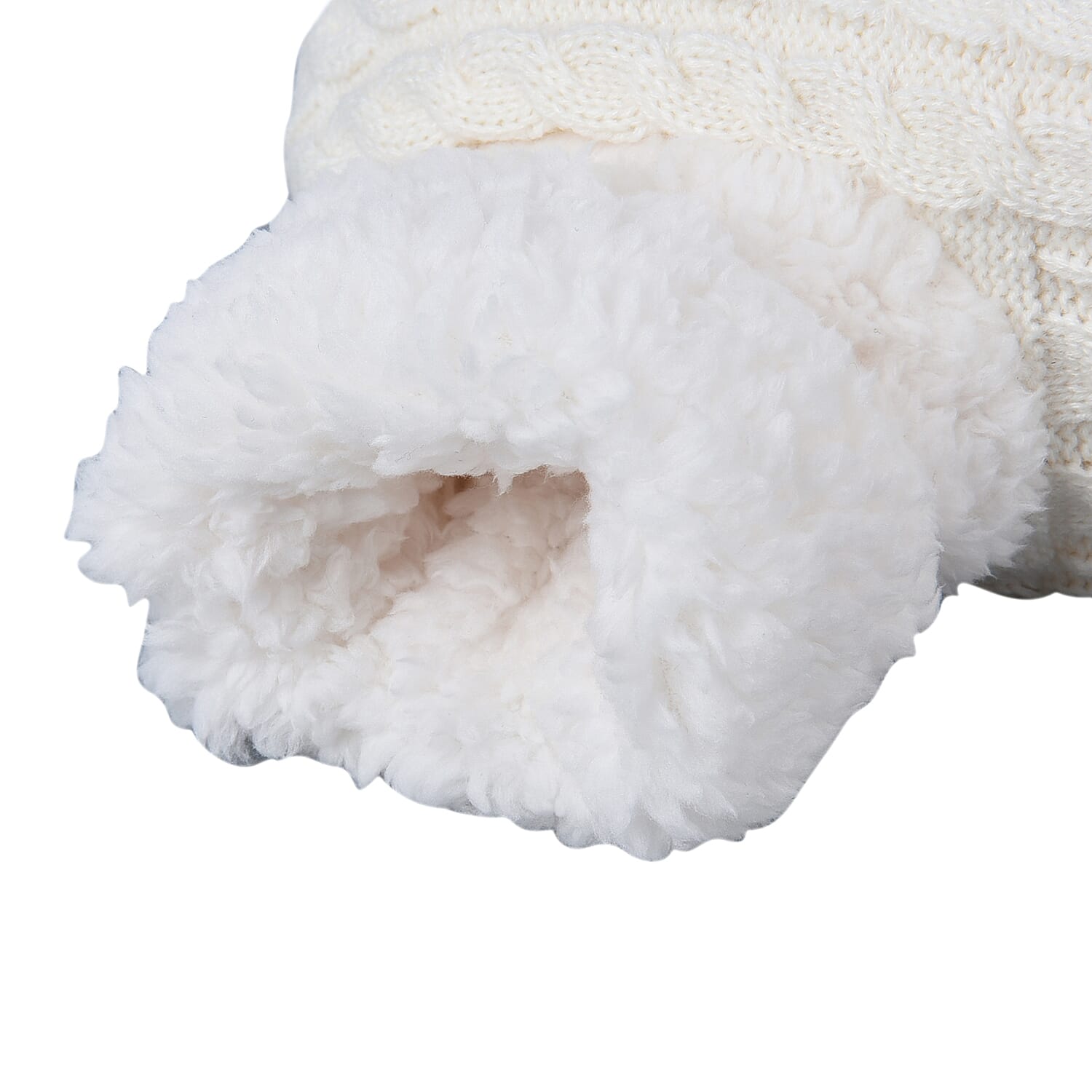 100% Acrylic Double Layer Chunky Sock Indoor Antislip Faux Fur Slipper - White