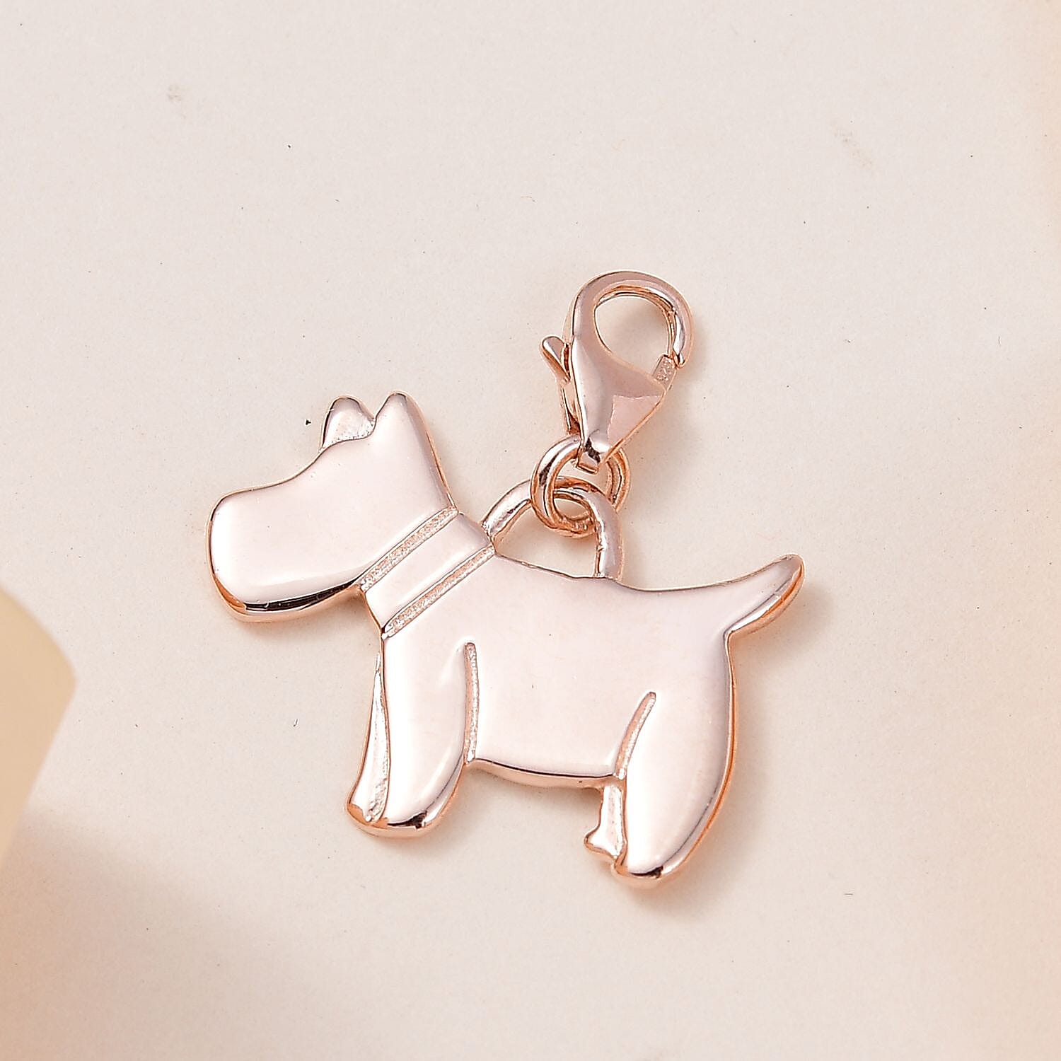 18K Rose Gold Vermeil Plated Sterling Silver Dog Charm