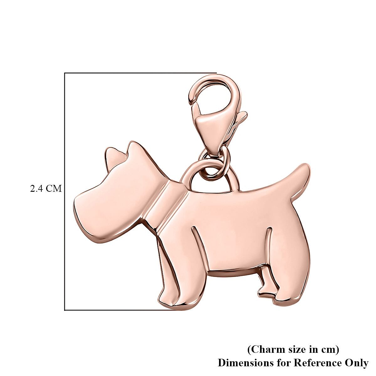18K Rose Gold Vermeil Plated Sterling Silver Dog Charm