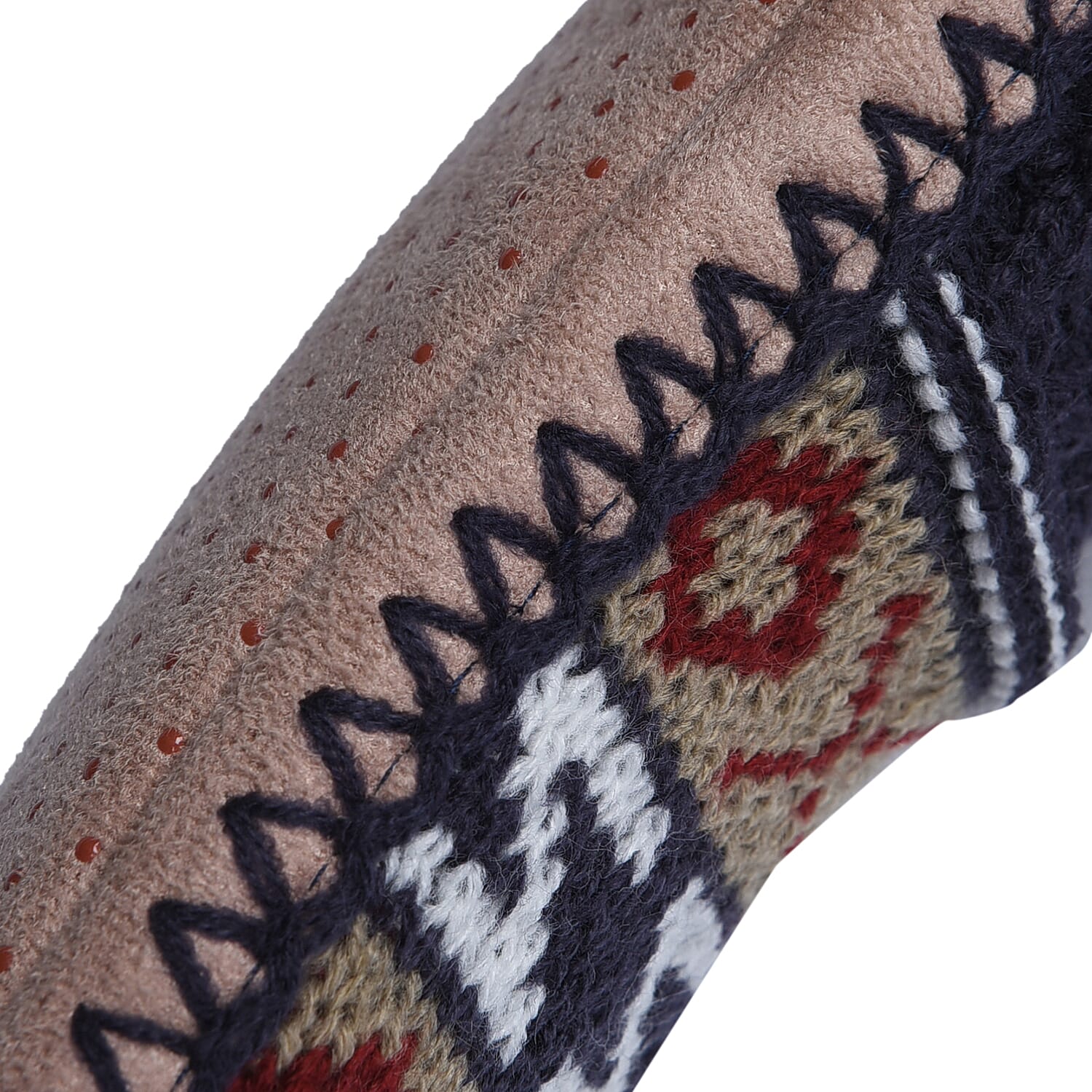 Antislip Indoor Knitted Slippers with Fur Lining - Brown