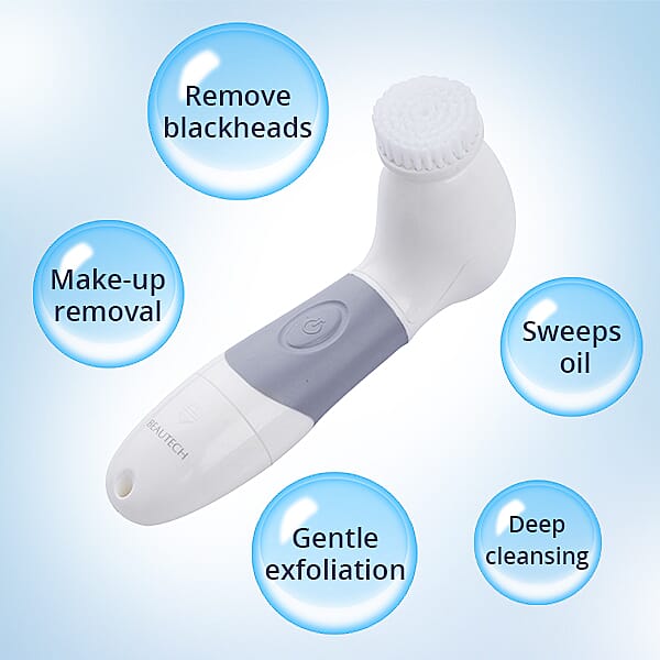 4 in 1 Facial Cleaning Brush (4xAA Battery Not Included) (Size 17x8x5 Cm) - Grey & White