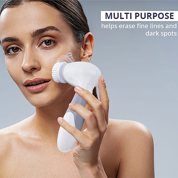 4 in 1 Facial Cleaning Brush (4xAA Battery Not Included) (Size 17x8x5 Cm) - Grey & White