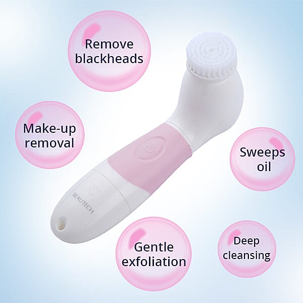 4 in 1 Facial Cleaning Brush (4xAA Battery Not Included) (Size 17x8x5 Cm) - Pink & White