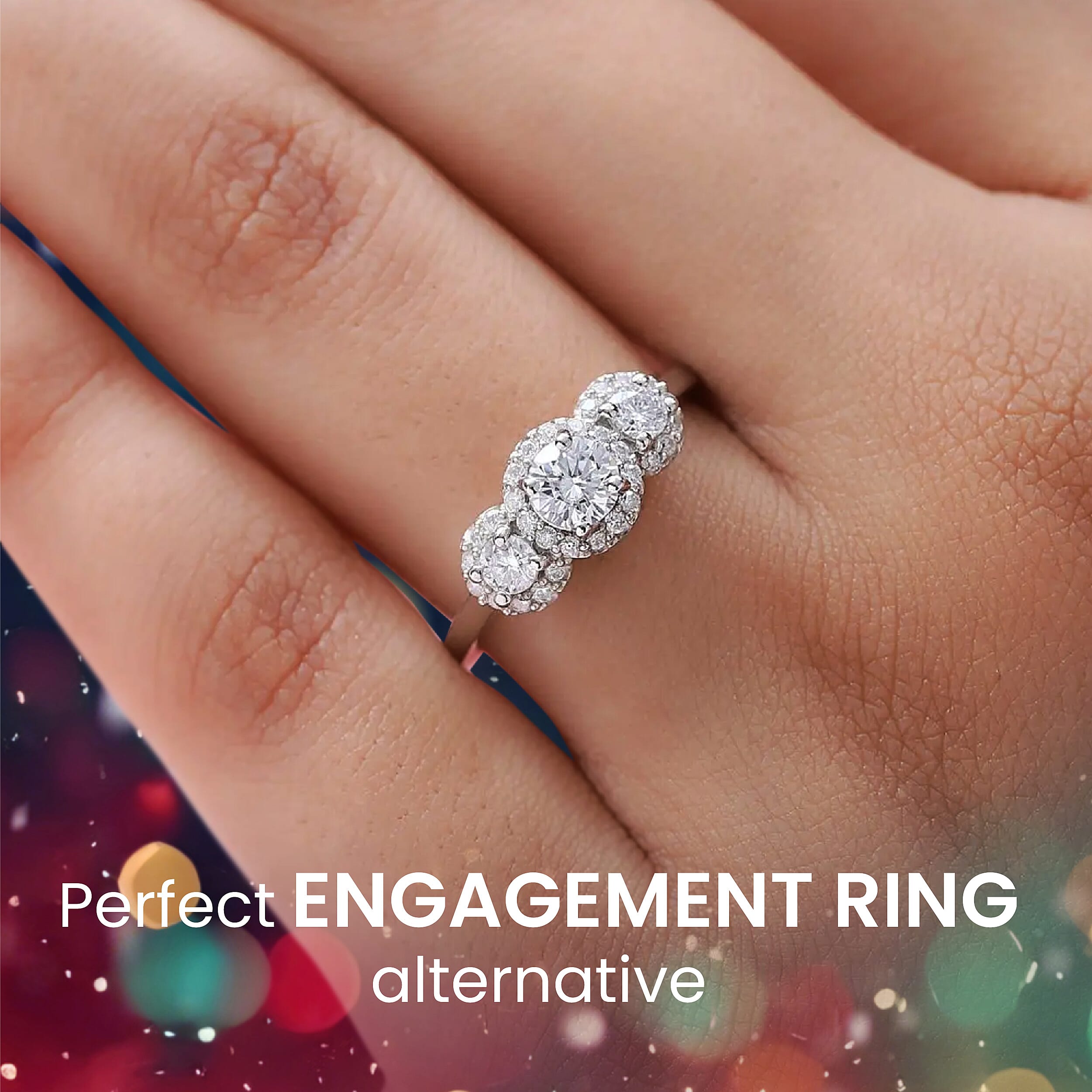 TRIPLE SPARKLE MOISSANITE HALO RING