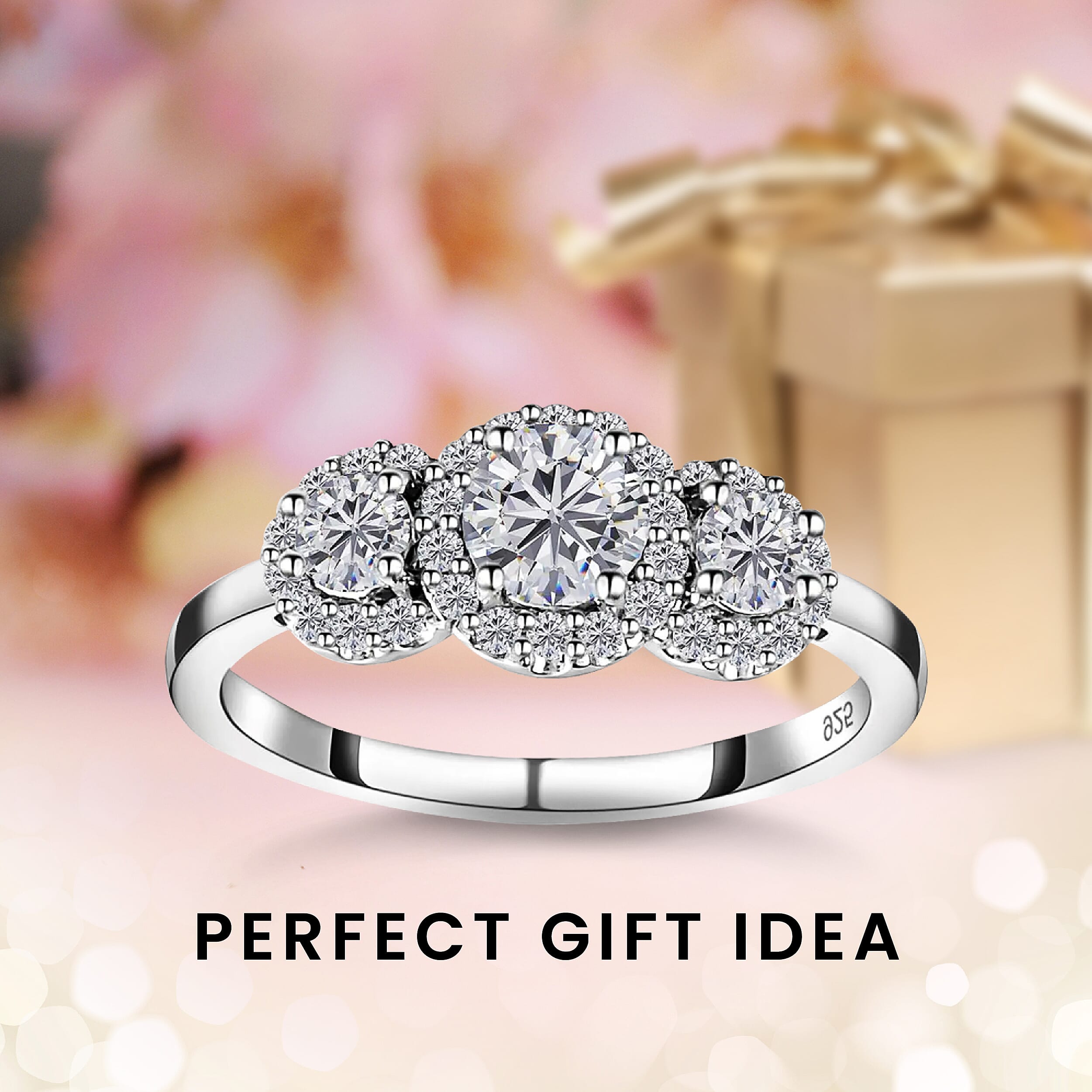 TRIPLE SPARKLE MOISSANITE HALO RING