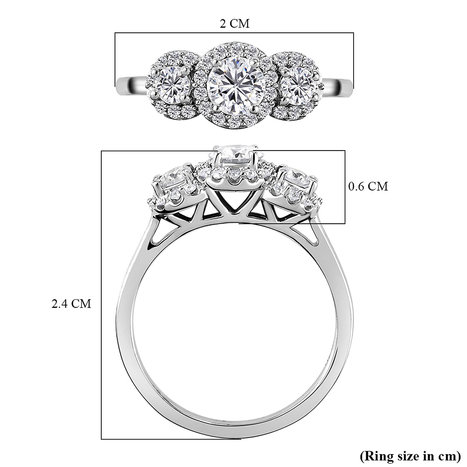TRIPLE SPARKLE MOISSANITE HALO RING