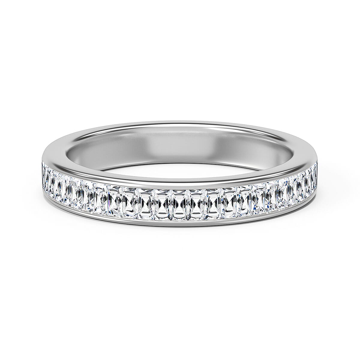 ILIANA 18K White Gold IGI Certified Diamond (SI-G-H) Half Eternity Wedding Band Ring 0.50 Ct.