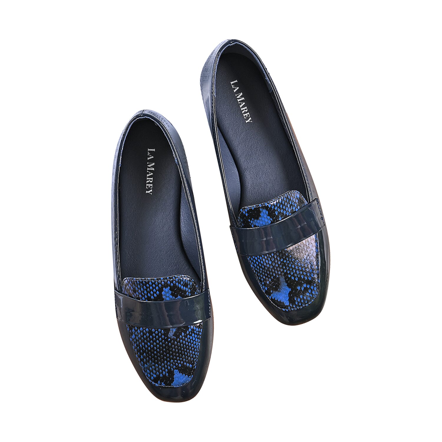 La Marey Snake Skin Pattern Loafer Shoes - Black