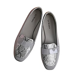La Marey Snake Skin Pattern Loafer Shoes - Black