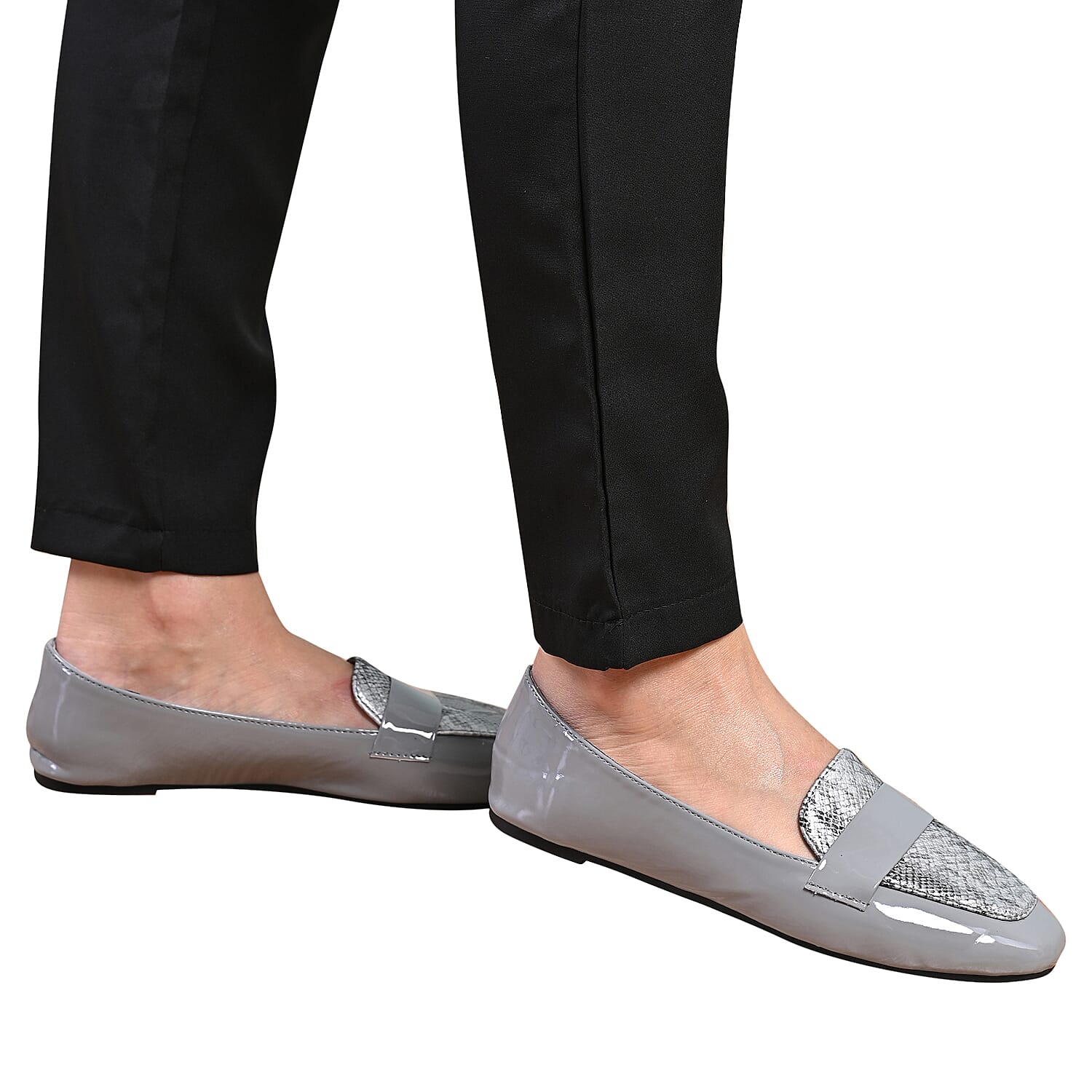 La Marey Snake Skin Pattern Loafer Shoes - Black