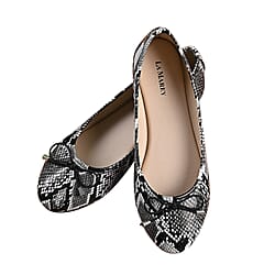 La Marey Snake Skin Pattern Loafer Shoes - Black & White