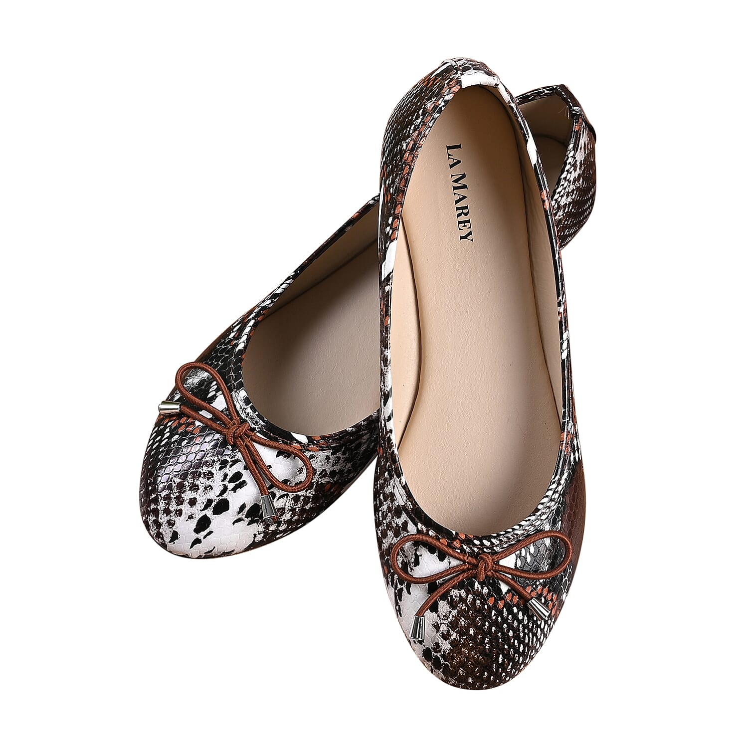 La Marey Snake Skin Pattern Loafer Shoes (Size 3) - Black & Nude