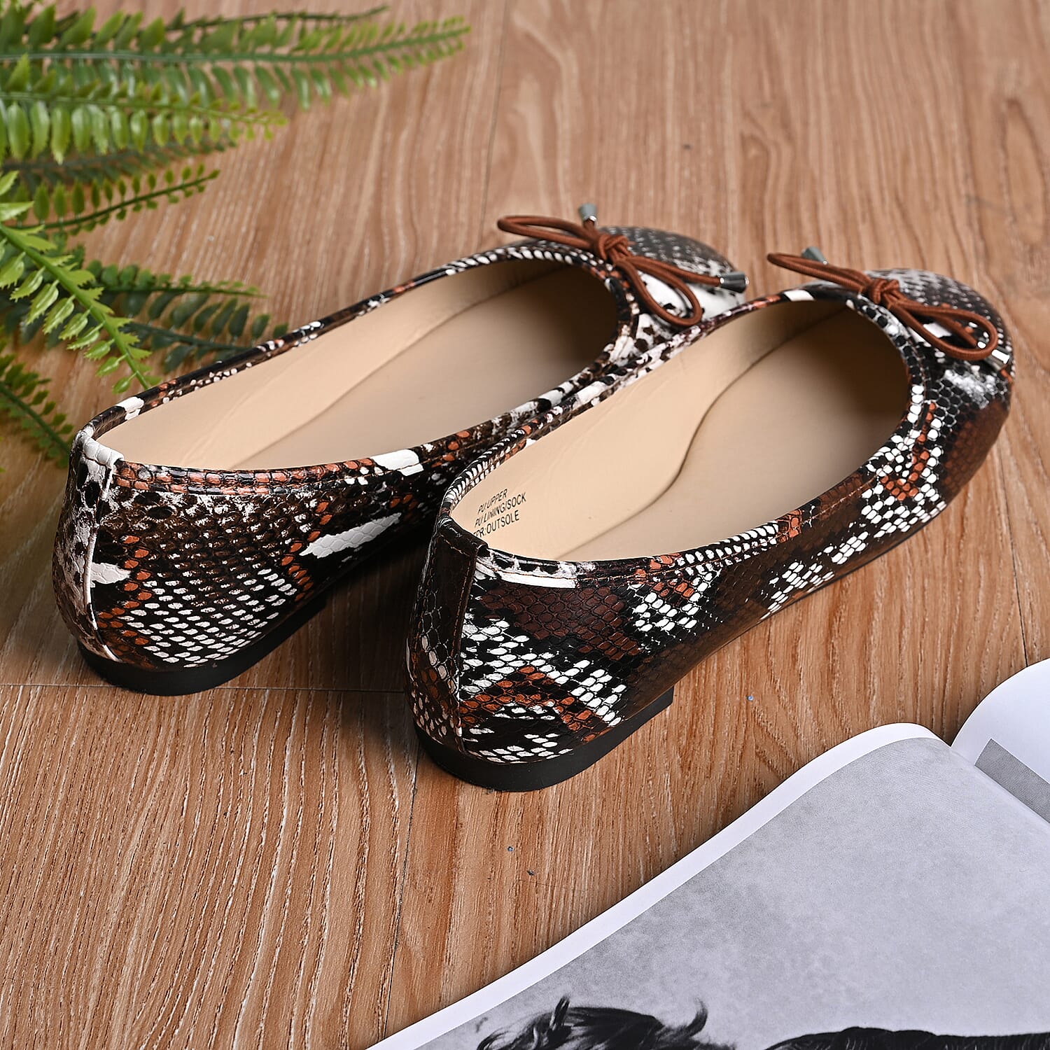 La Marey Snake Skin Pattern Loafer Shoes (Size 3) - Black & Nude