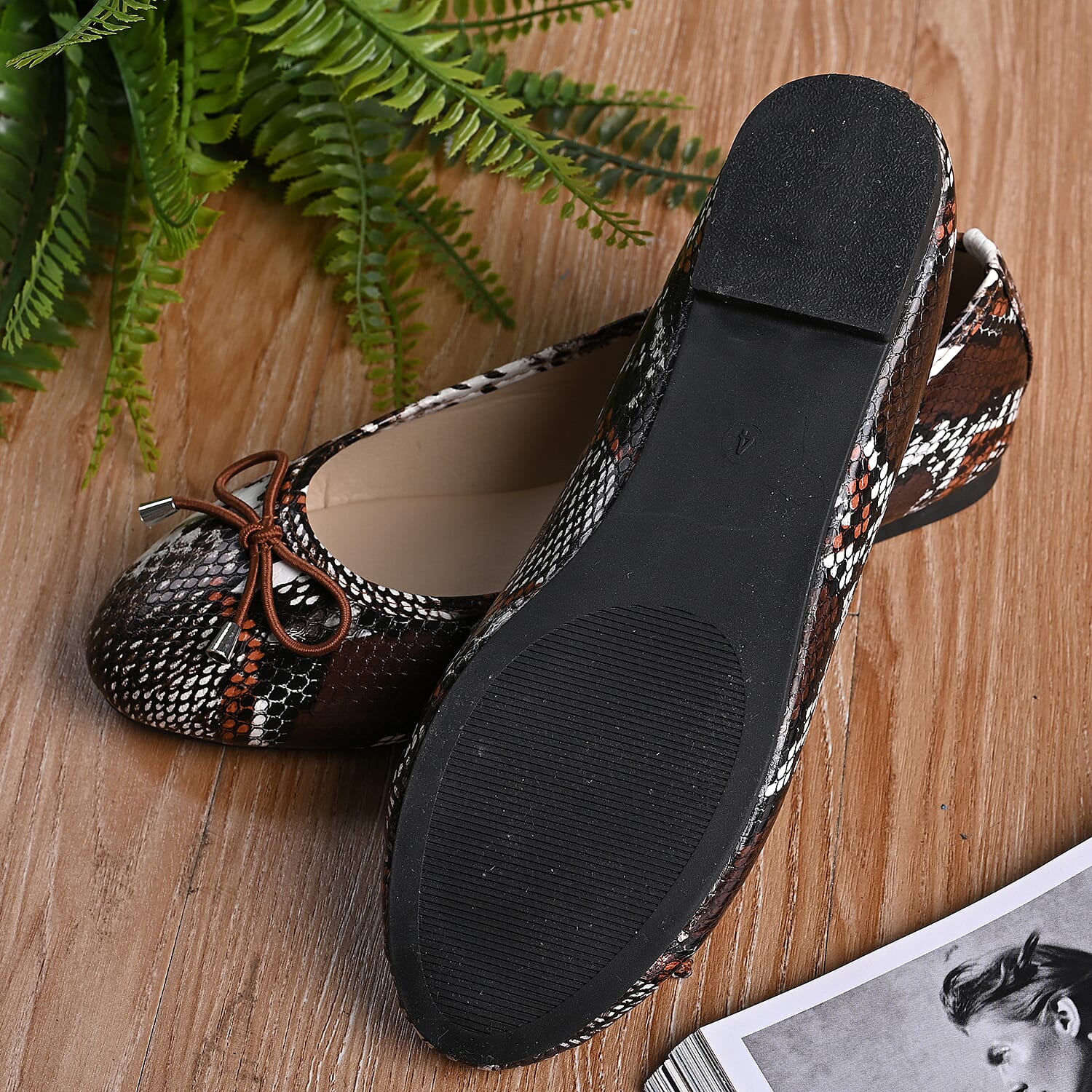 La Marey Snake Skin Pattern Loafer Shoes (Size 3) - Black & Nude