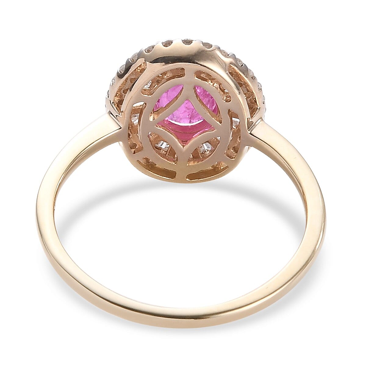 9K Yellow Gold Natural Mozambique Ruby and Diamond Ring 1.29 Ct.