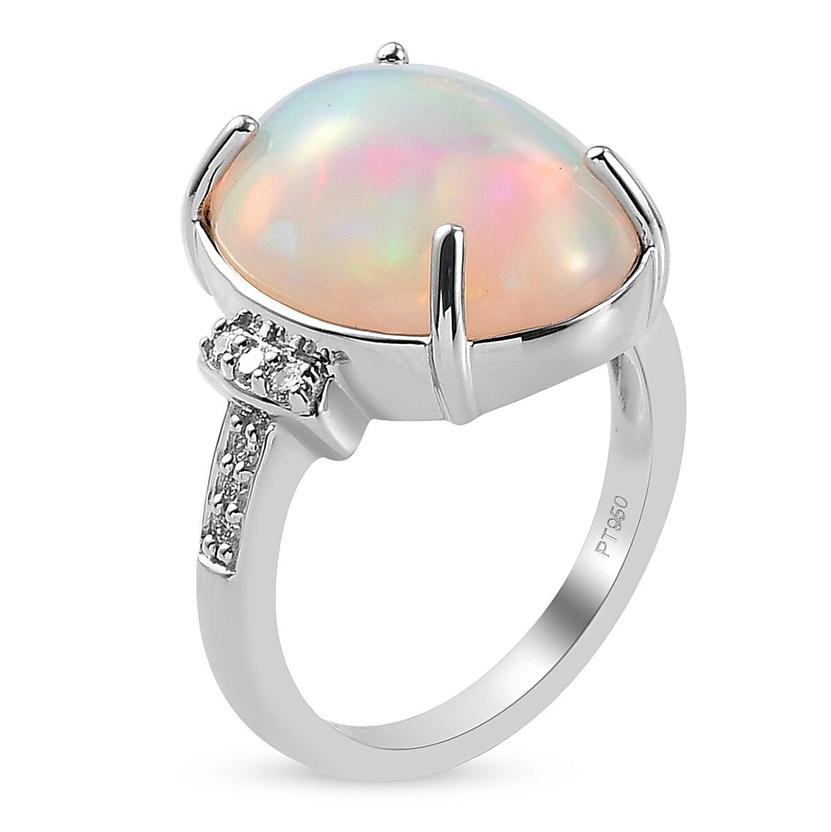 RHAPSODY 950 Platinum AAAA  Ethiopian Welo Opal and Diamond ( E -F - VS ) Ring 5.60 Ct, Platinum wt 6.95 Gms