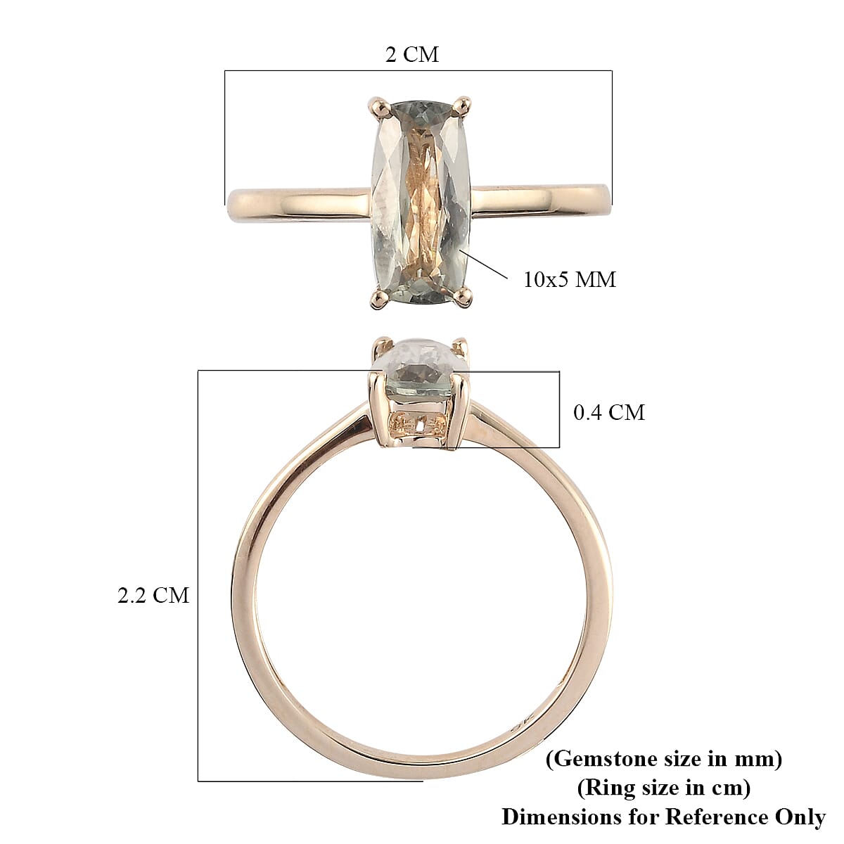 9K Yellow Gold AA Diaspore Solitaire Ring 1.55 Ct.