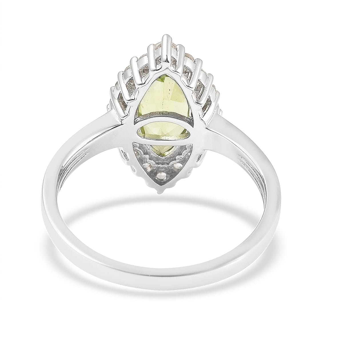 Natural Hebei Peridot and Natural Cambodian Zircon Ring in Rhodium Overlay Sterling Silver 2.66 Ct.