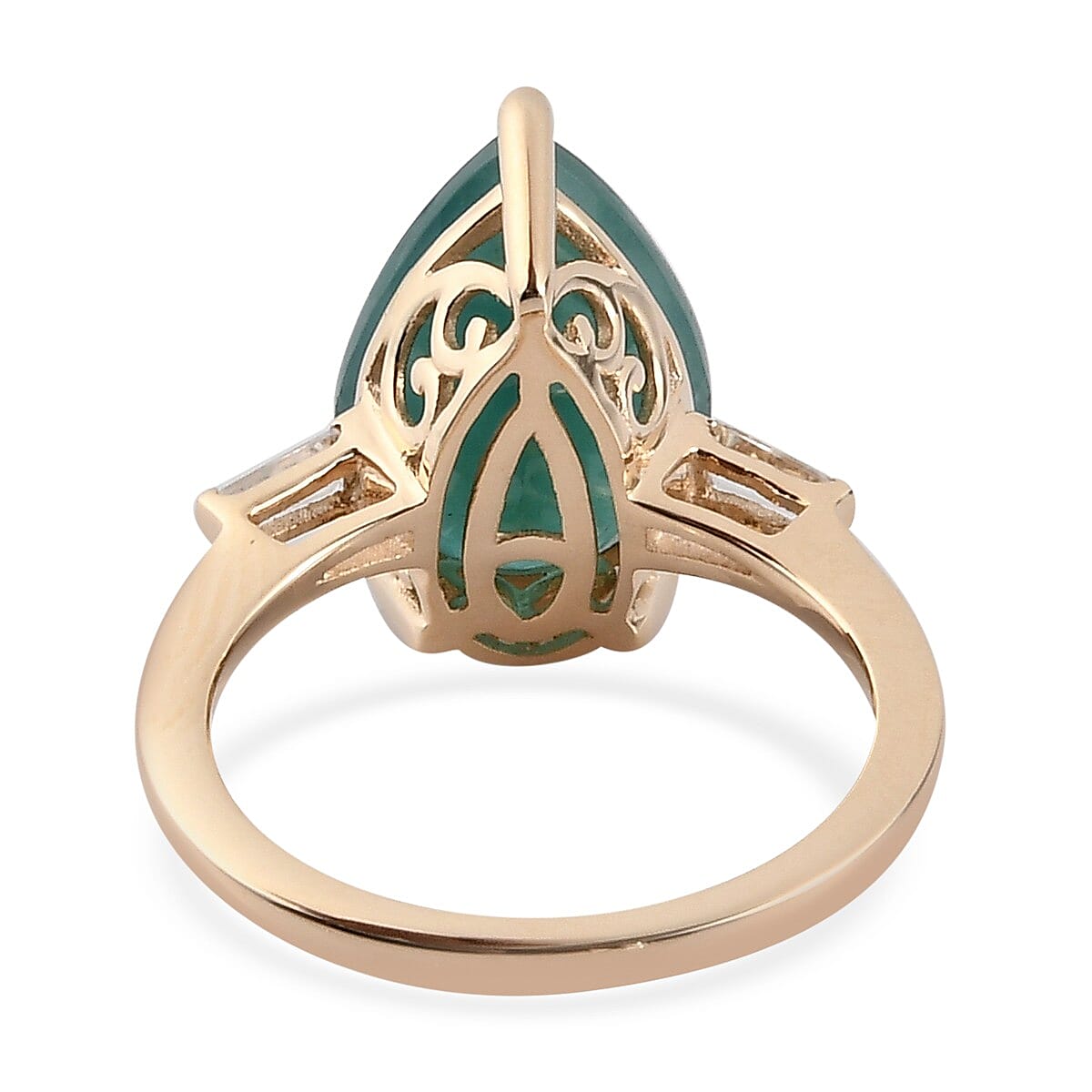 9K Yellow Gold AA Grandidierite and Natural Cambodian Zircon Ring 5.51 Ct.