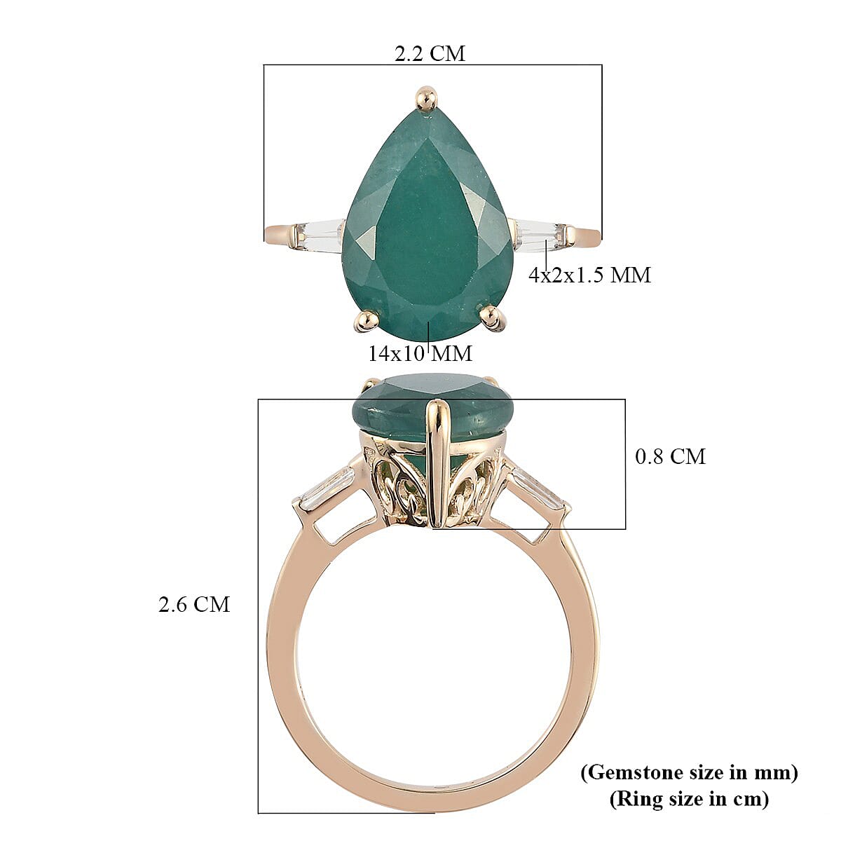9K Yellow Gold AA Grandidierite and Natural Cambodian Zircon Ring 5.51 Ct.