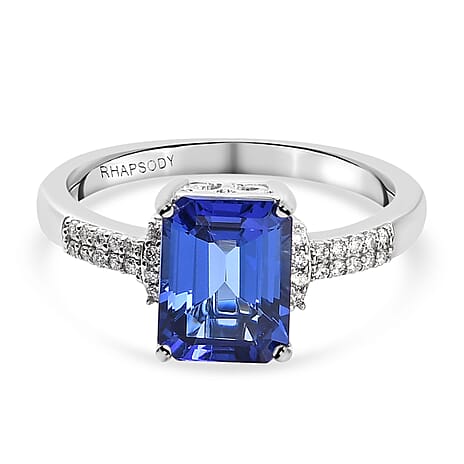 RHAPSODY 950 Platinum AAAA Tanzanite and Diamond (VS-E-F) Ring 2.59 Ct.