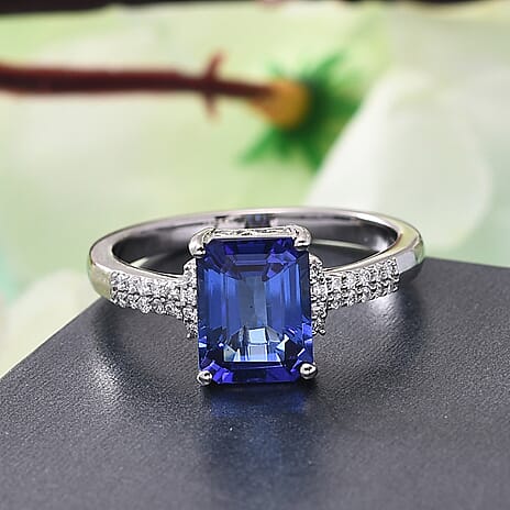 RHAPSODY 950 Platinum AAAA Tanzanite and Diamond (VS-E-F) Ring 2.59 Ct.