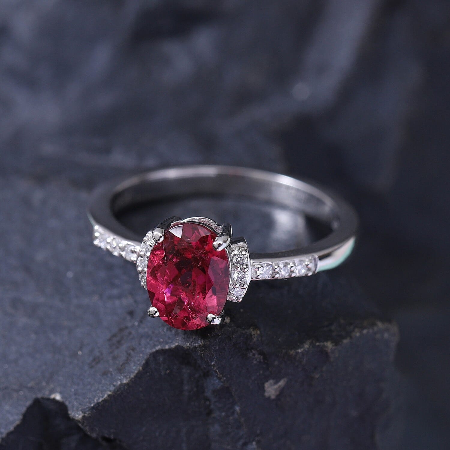 RHAPSODY 950 Platinum AAAA Ouro Fino Rubellite and Natural Diamond (VS- E-F) Ring 1.34 Ct. RHAPSODY 950 Platinum AAAA Ouro Fino Rubellite and Natural Diamond (VS- E-F) Ring 1.34 Ct.