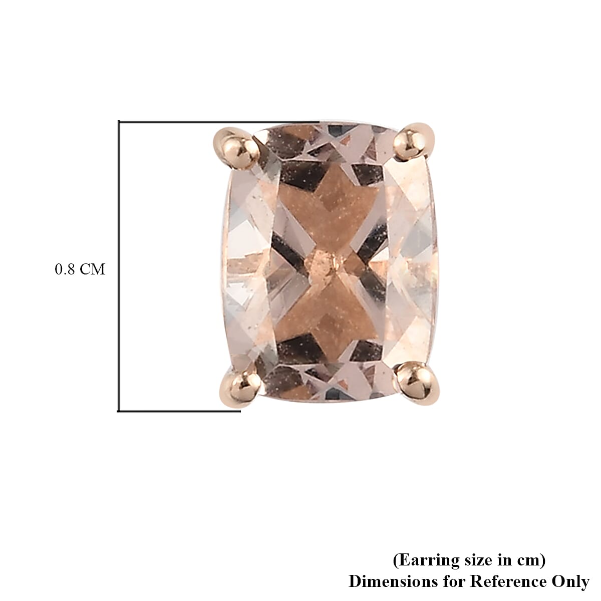 9K Rose Gold   Morganite  Solitaire Stud Push Post Earring 2.71 ct,  Gold Wt. 1.03 Gms  2.712  Ct.