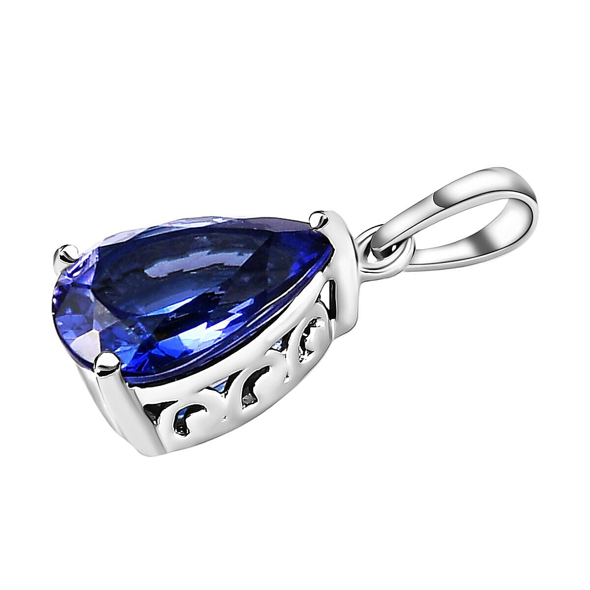 RHAPSODY 950 Platinum AAAA Tanzanite Solitaire Pendant 2.20 Ct.