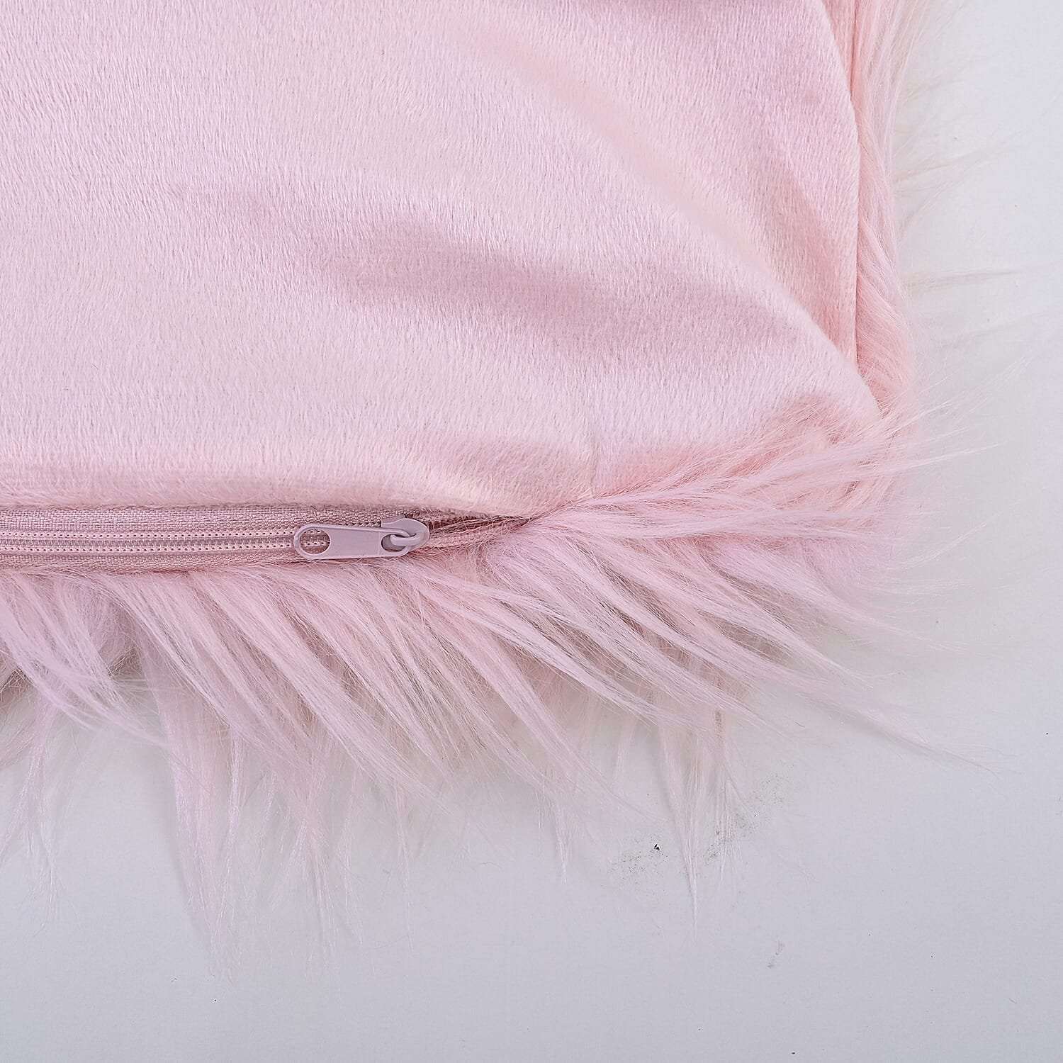 Faux Fur Cushion Cover with Zipper - Pink