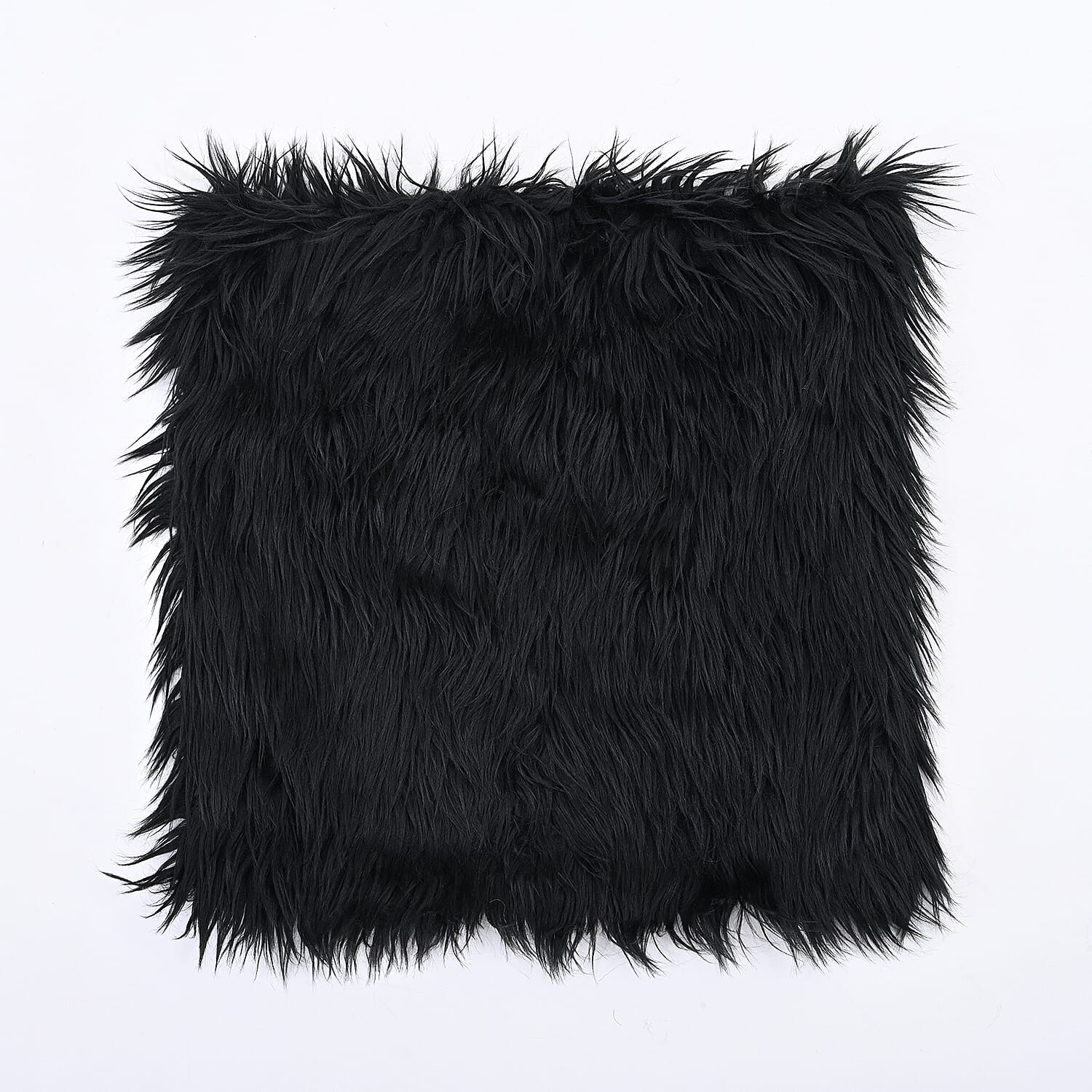 Faux Fur Cushion Cover with Zipper (Size 45 Cm) - Black