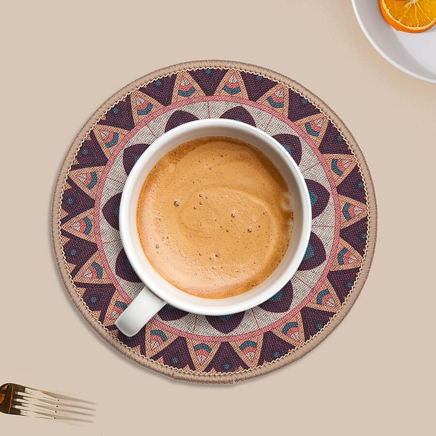 Set of 6 - Printed Top Layer Hot Pot Stand (3 Big and 3 Small) - Red