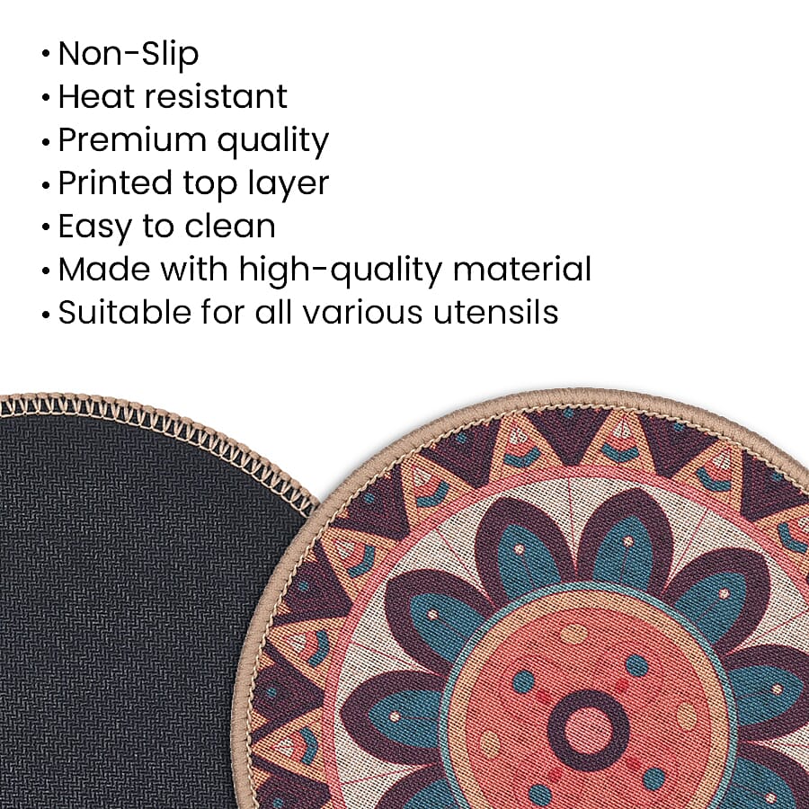 Set of 6 - Printed Top Layer Hot Pot Stand (3 Big and 3 Small) - Red