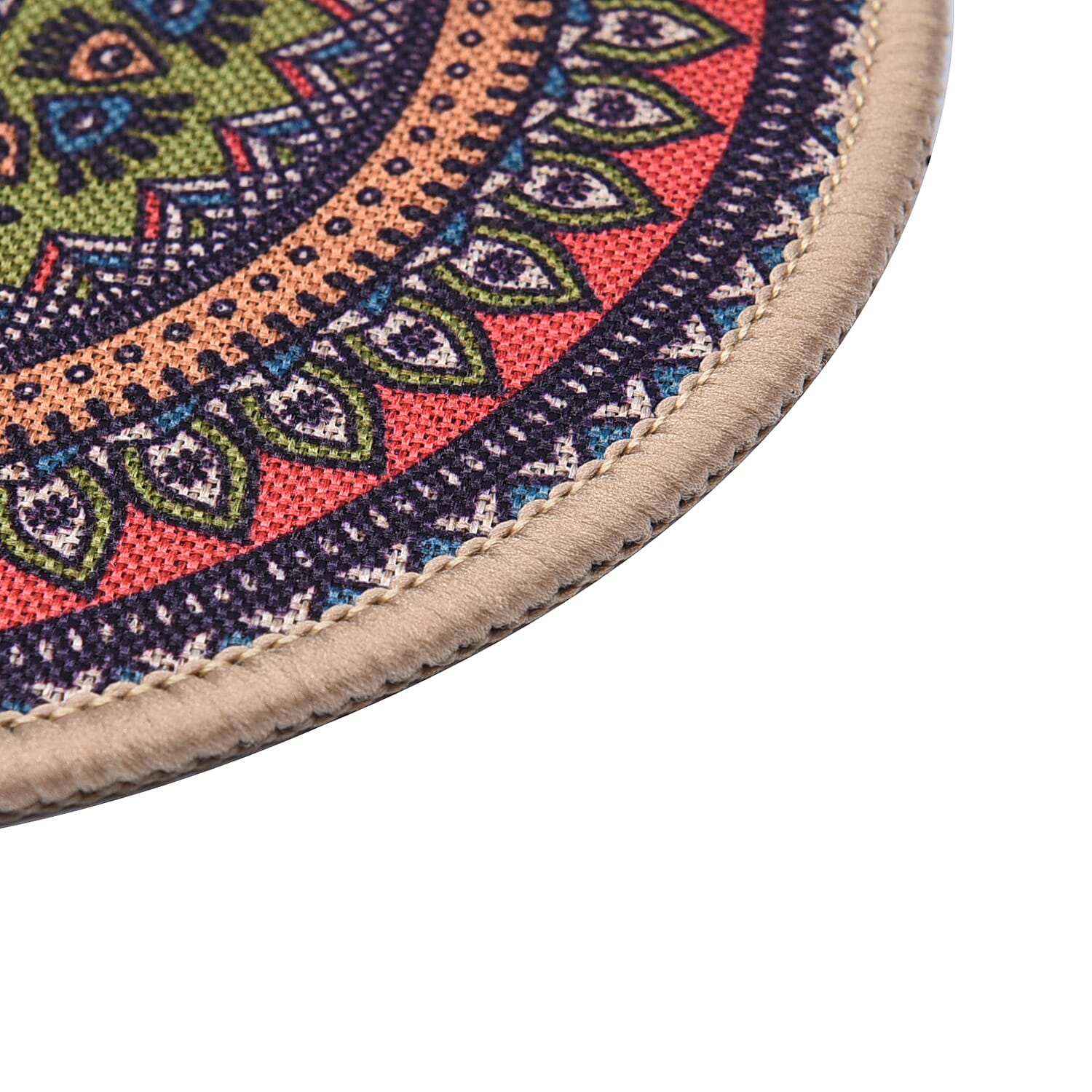 Set of 6 - Antislip Hot Pot Stand - 3 Big (Size 20x3 Cm) and 3 Small (Size 18x3 Cm) - Red, Gold & Multi