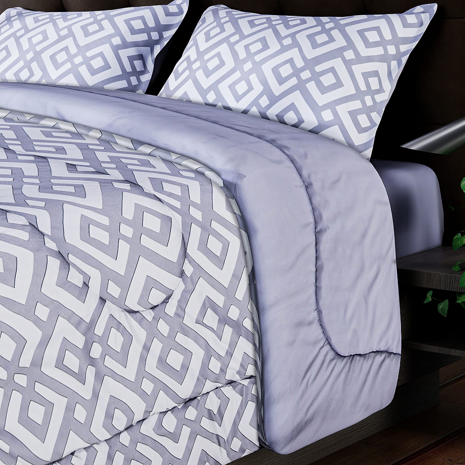 Luxuriously soft 3 piece set of printed comforter Includes a comforter and 2 pillow sham Adorned with eye-catching geometric pattern