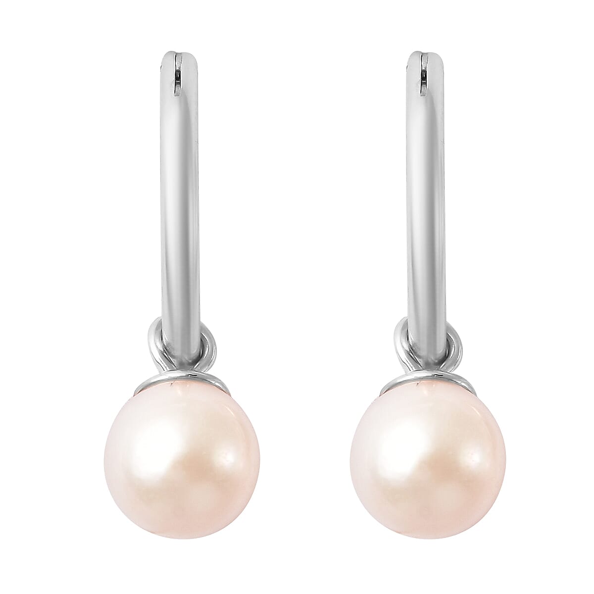 Japanese Akoya Pearl Earrings in Rhodium Plated Sterling Silver