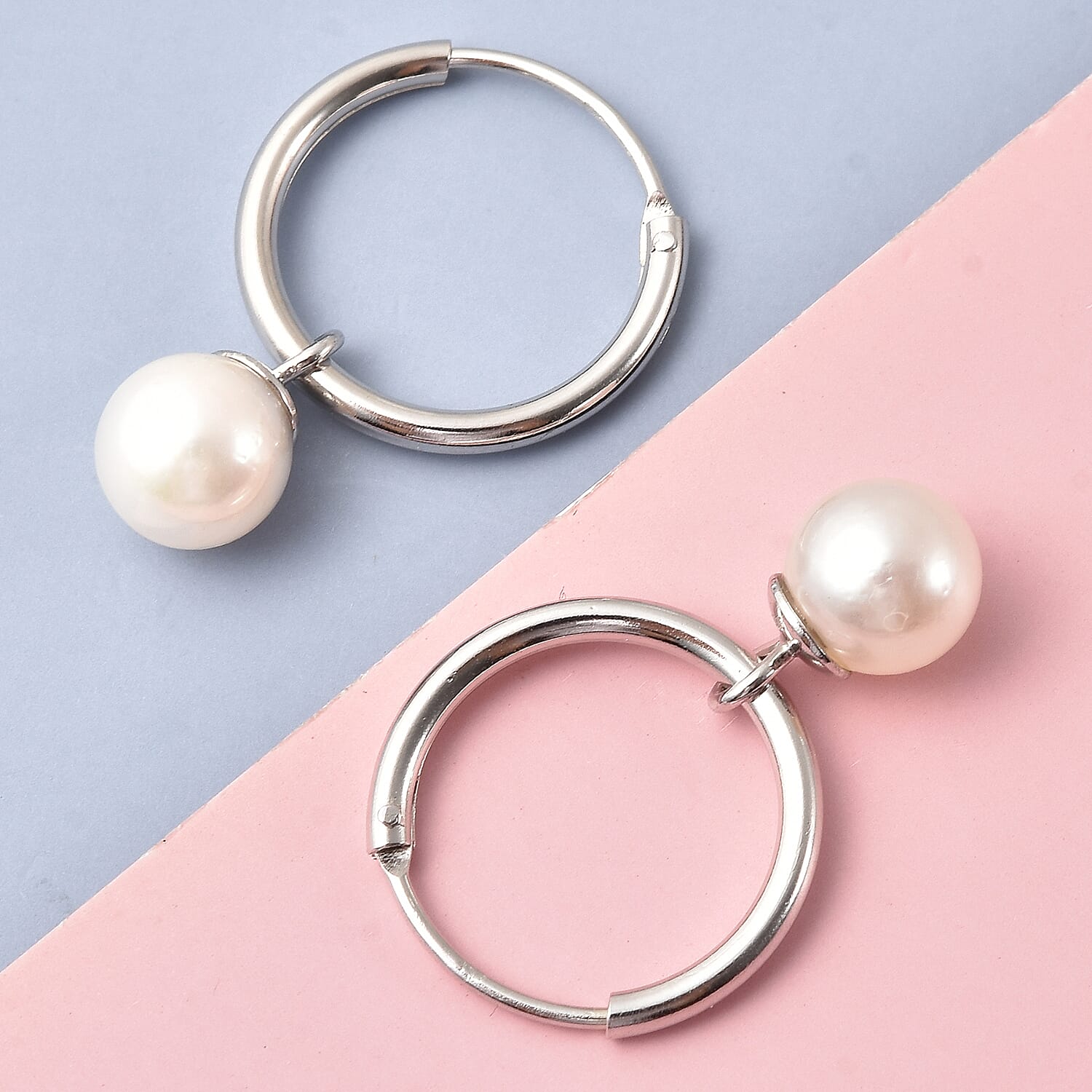 Japanese Akoya Pearl Earrings in Rhodium Plated Sterling Silver