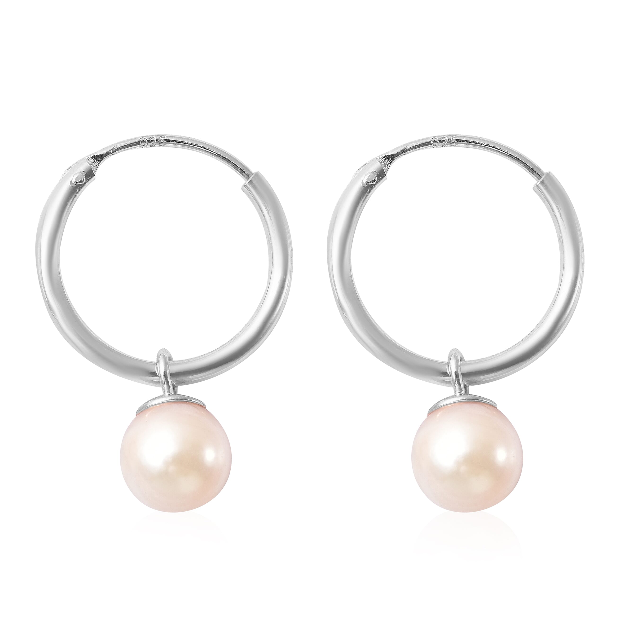 Japanese Akoya Pearl Earrings in Rhodium Plated Sterling Silver