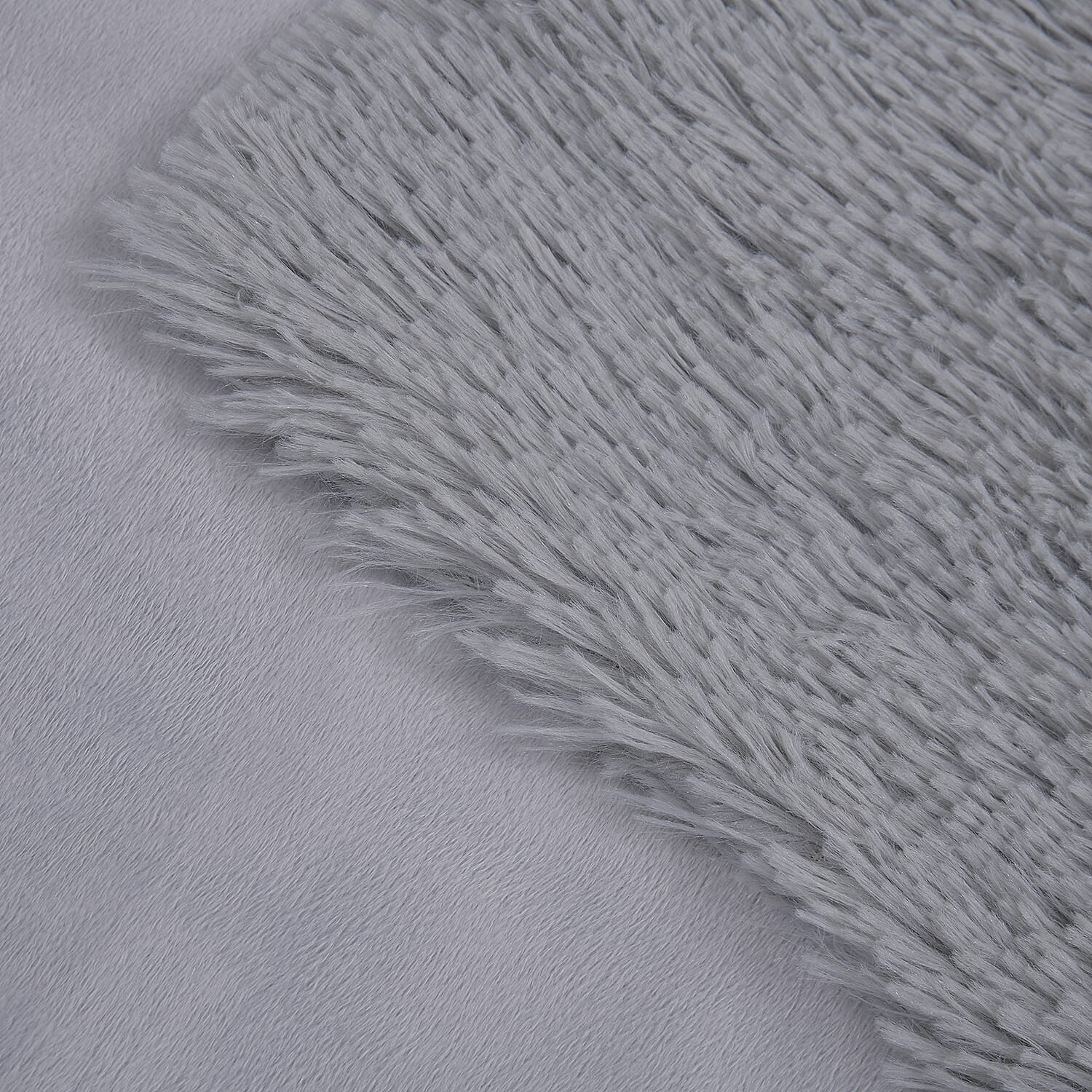 Premium 3 Piece Bedding Set - Faux Fur Blanket (Size 225x220 Cm) and 2 Pillow Cases (Size 70x50 Cm) - Grey