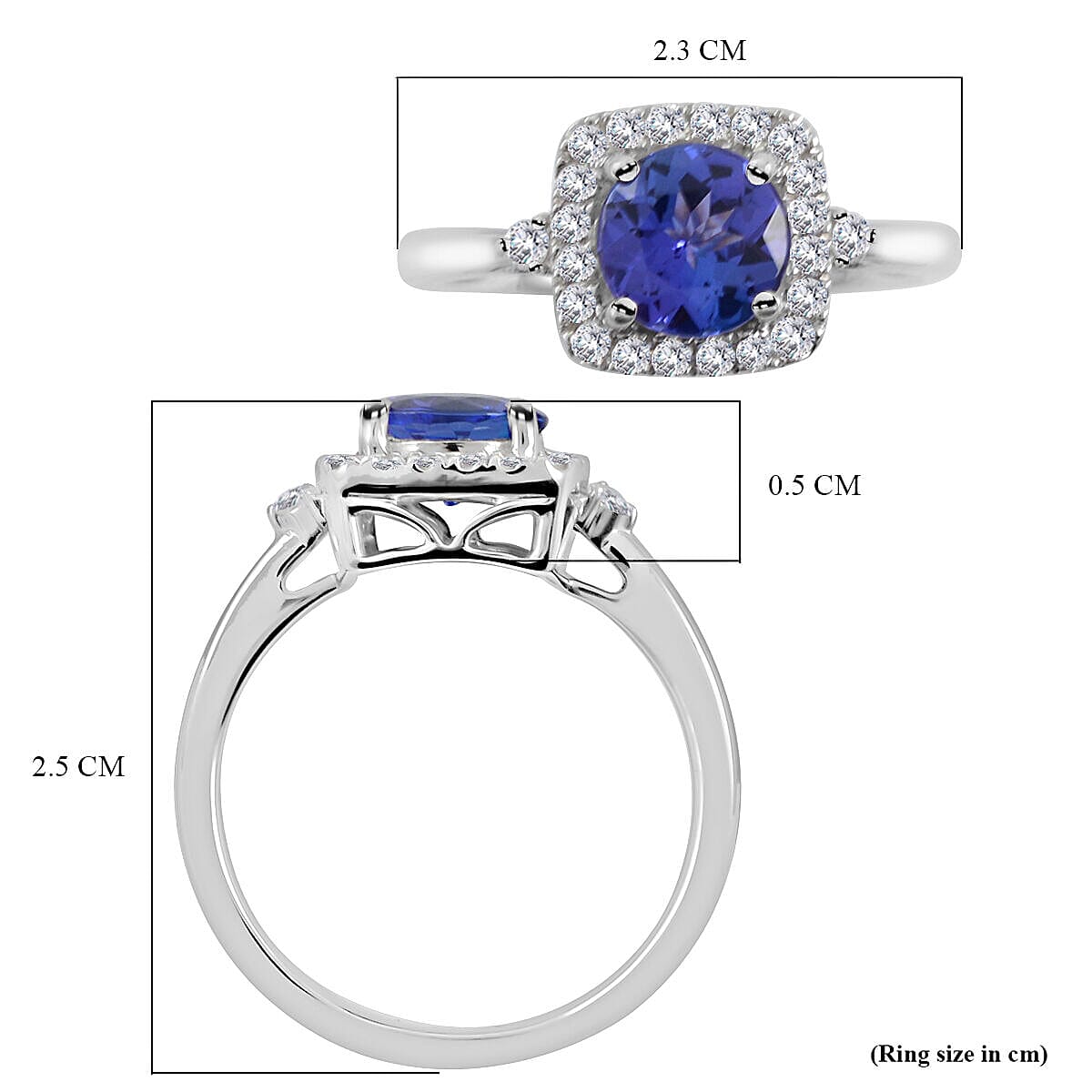 Certified and Appraised RHAPSODY 950 Platinum AAAA Tanzanite and Diamond VS EF Ring Platinum 5.69 grams, 1.80 Ct