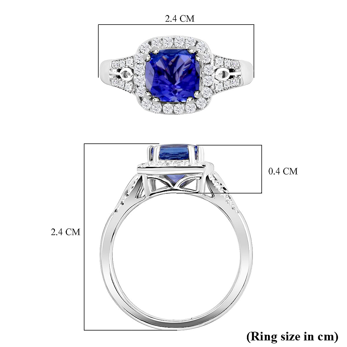 Certified and Appraised RHAPSODY 950 Platinum AAAA Tanzanite and VS EF Diamond Halo Ring Platinum 6.59 grams, 2.10 Ct Certified and Appraised RHAPSODY 950 Platinum AAAA Tanzanite and VS EF Diamond Halo Ring Platinum 6.59 grams, 2.10 Ct
