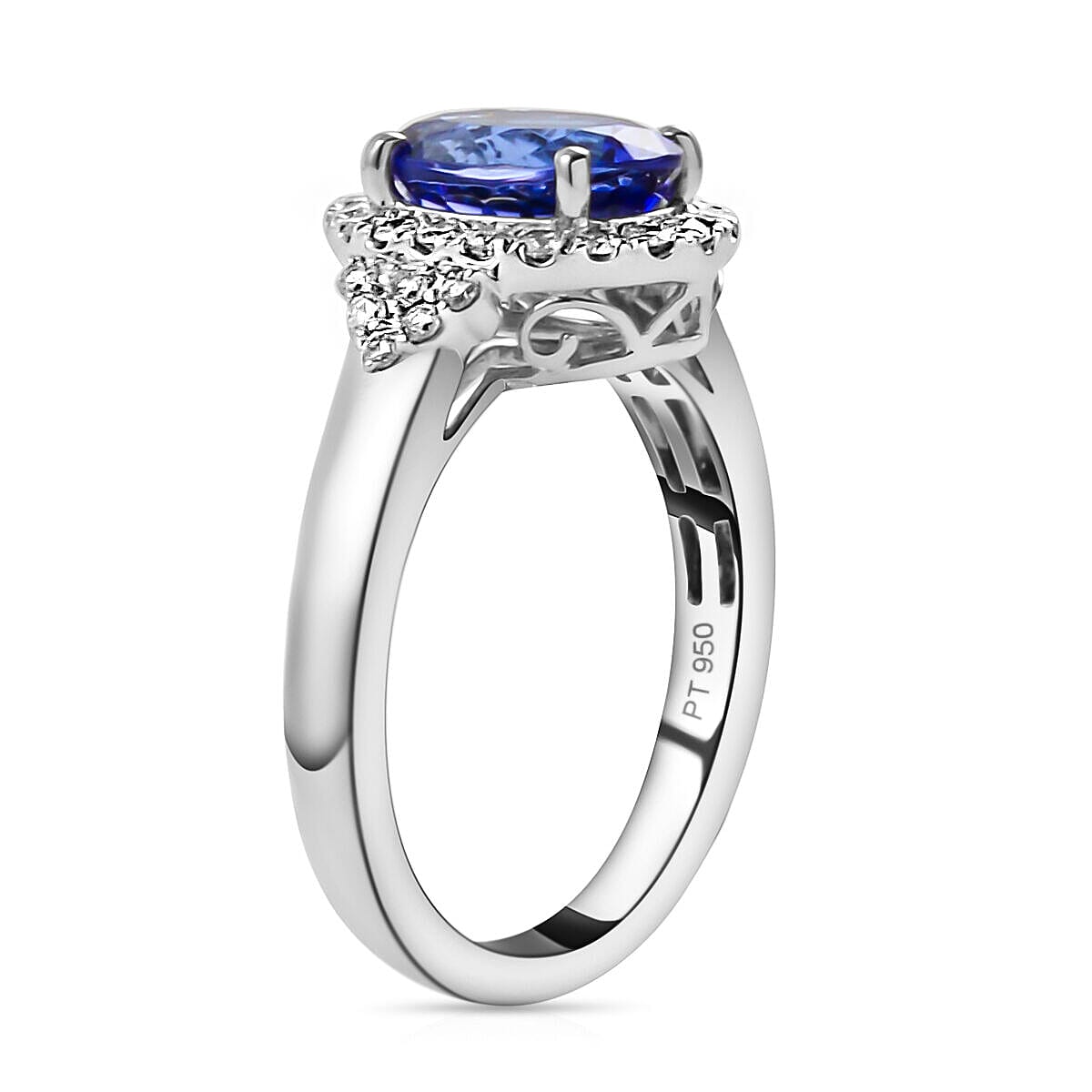RHAPSODY 950 Platinum AAAA Tanzanite (2.10 Ct) and Diamond (VS-E-F) Ring 2.50 Ct, Platinum Wt. 5.80 Gms