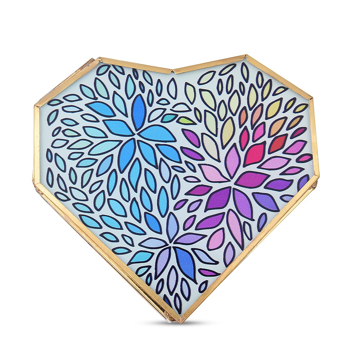 Heart Shaped Floral Pattern Jewellery Box - Blue, Purple & Yellow