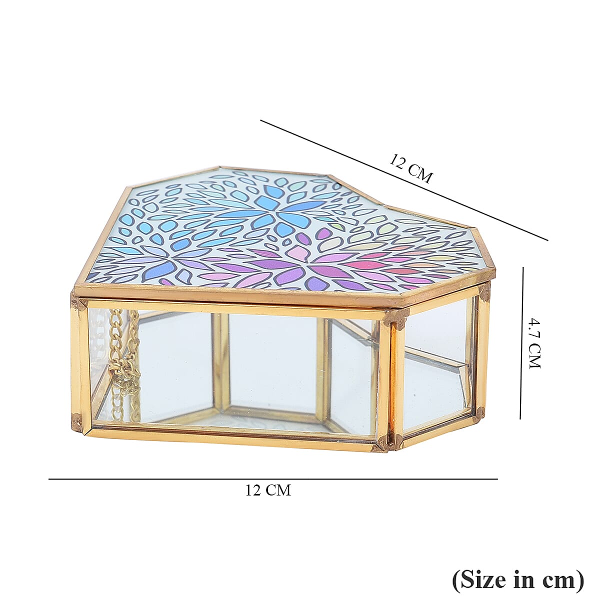 Heart Shaped Floral Pattern Jewellery Box - Blue, Purple & Yellow