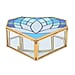 Heart Shaped Lotus Pattern Jewellery Box - Grey & Blue
