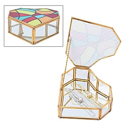 Heart Shaped Geometric Pattern Jewellery Box - Yellow, Red & Blue
