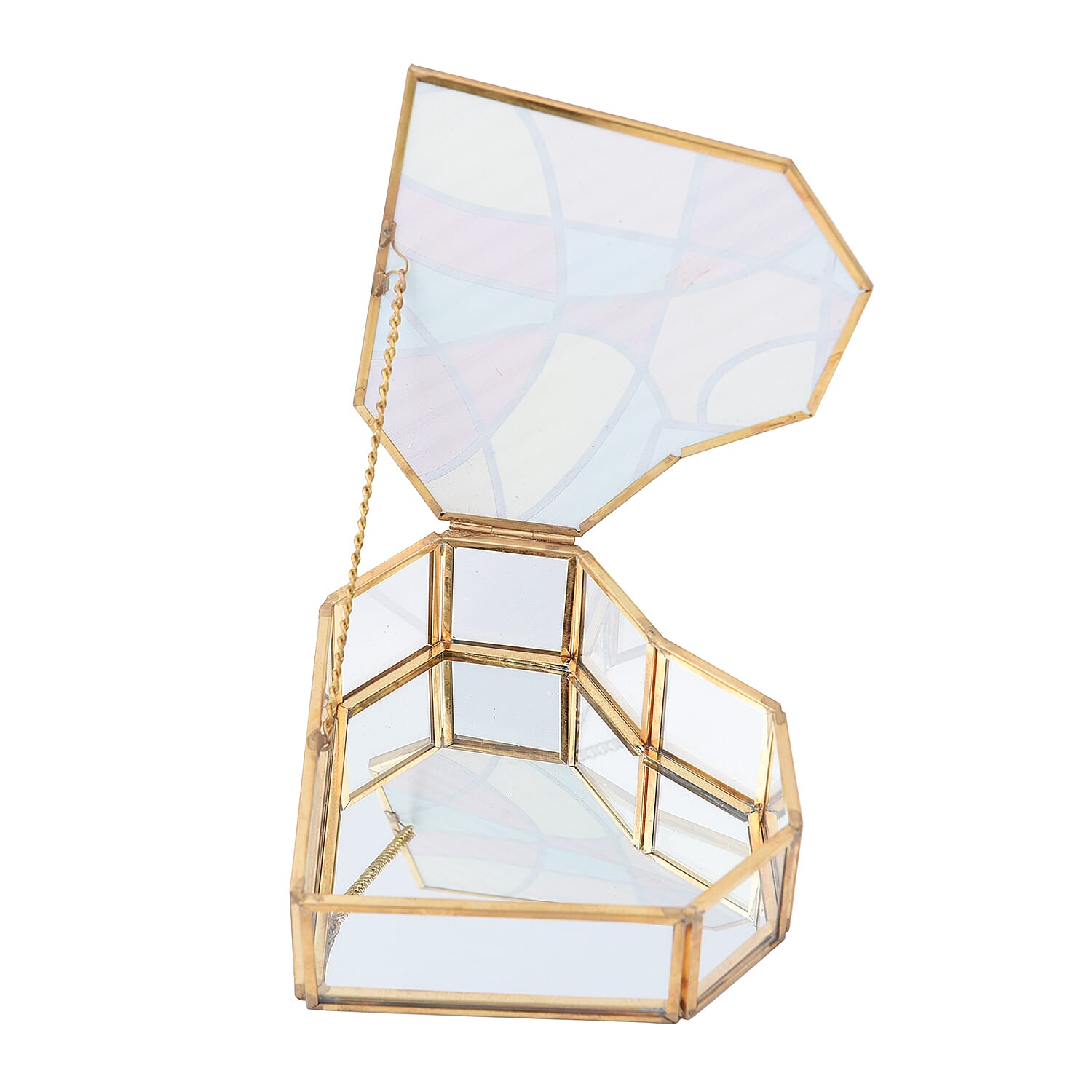 Heart Shaped Geometric Pattern Jewellery Box (Size 12x12x5 Cm) - Yellow, Red - Blue